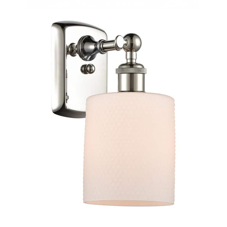 Innovations Lighting Cobbleskill 9" Tall Bathroom Sconce - Polished Nickel / Matte White