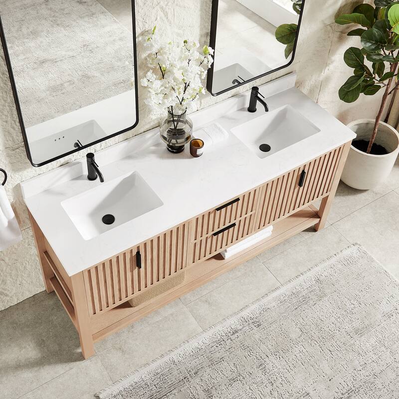Tehran Bath Vanity with Composite Stone Top without Mirror