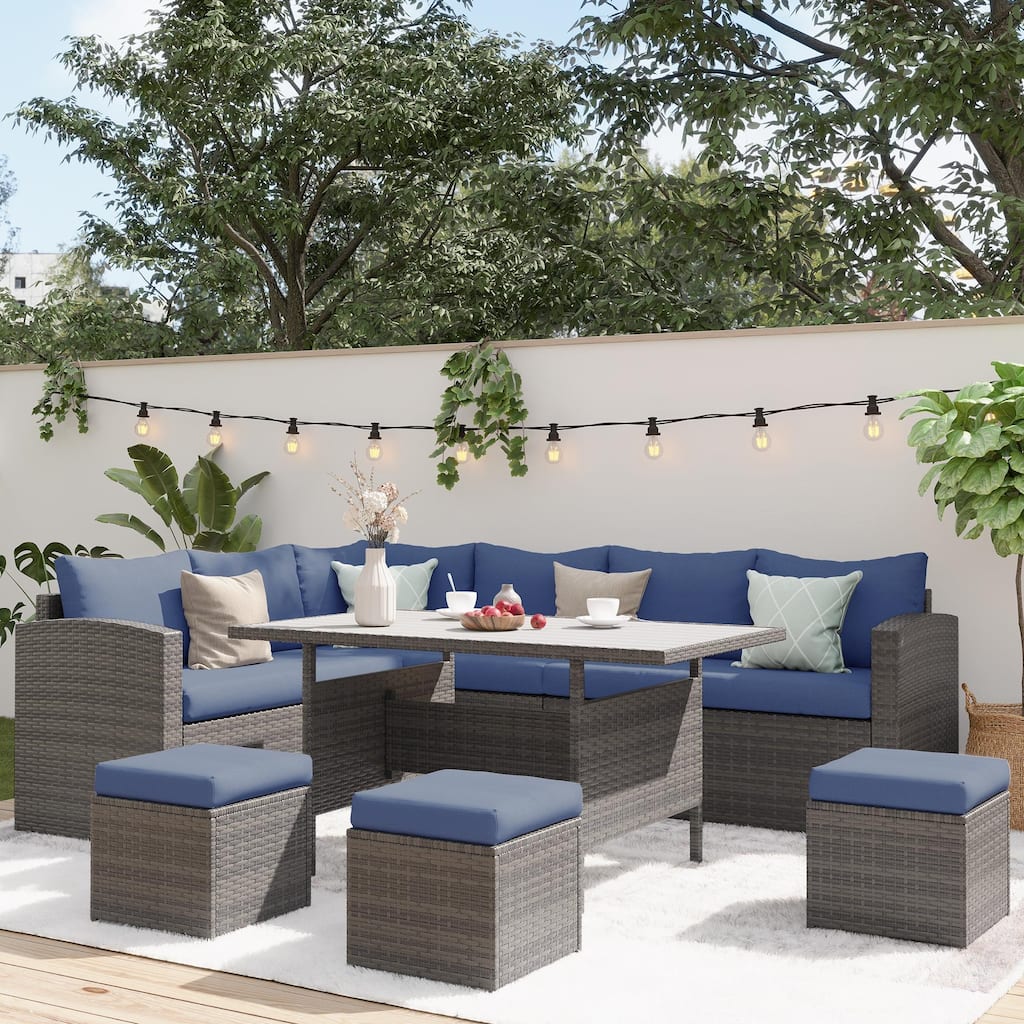 Wicker 8-Person Outdoor Seating Group with Cushions