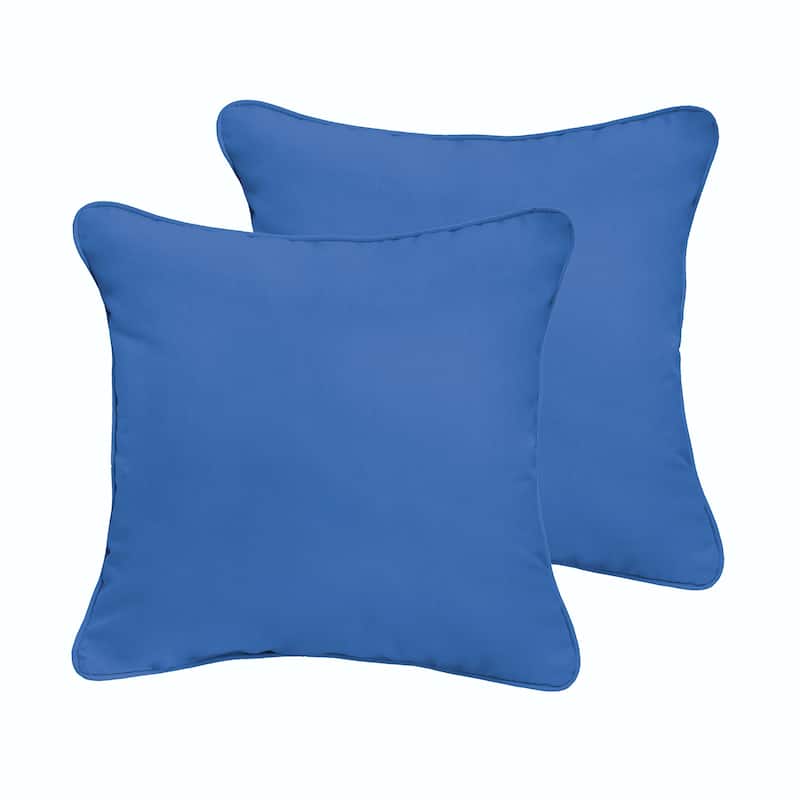 Sorra Home Light Blue Corded Indoor/ Outdoor Pillow Set (Set of 2)