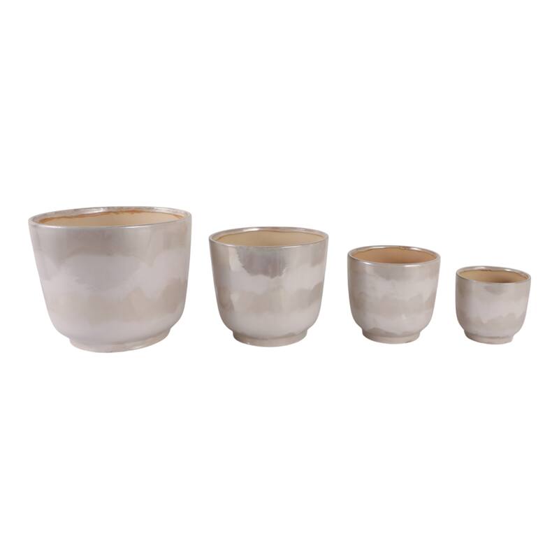 Ceramic Planter Handcrafted Details Rounded Silhouettes (Set of 3) - 12" x 12" x 10"