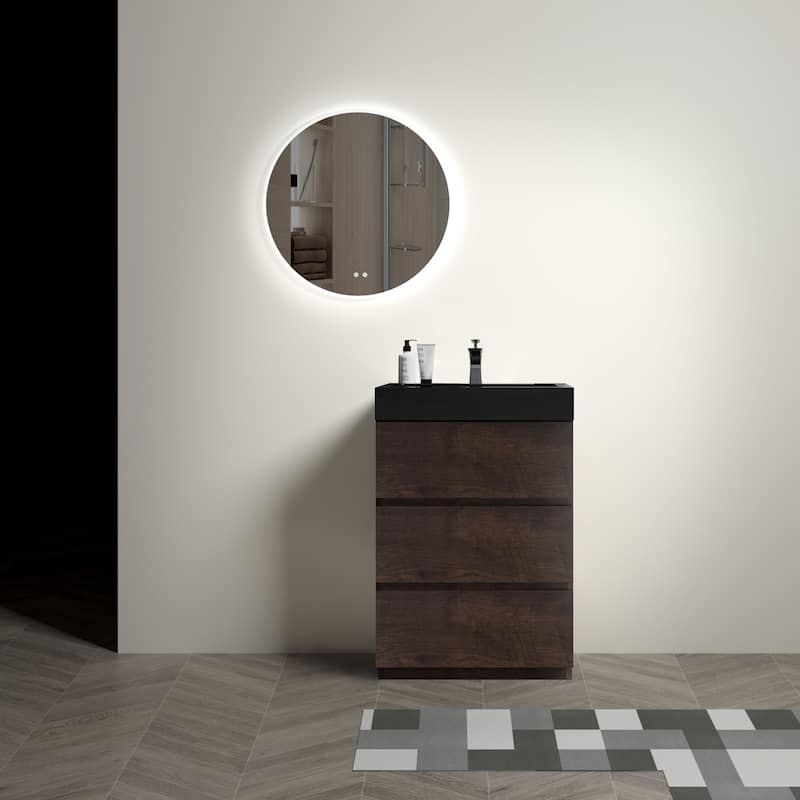 Modern Freestanding Bathroom Vanity with Sink Basin without Drain and Faucet