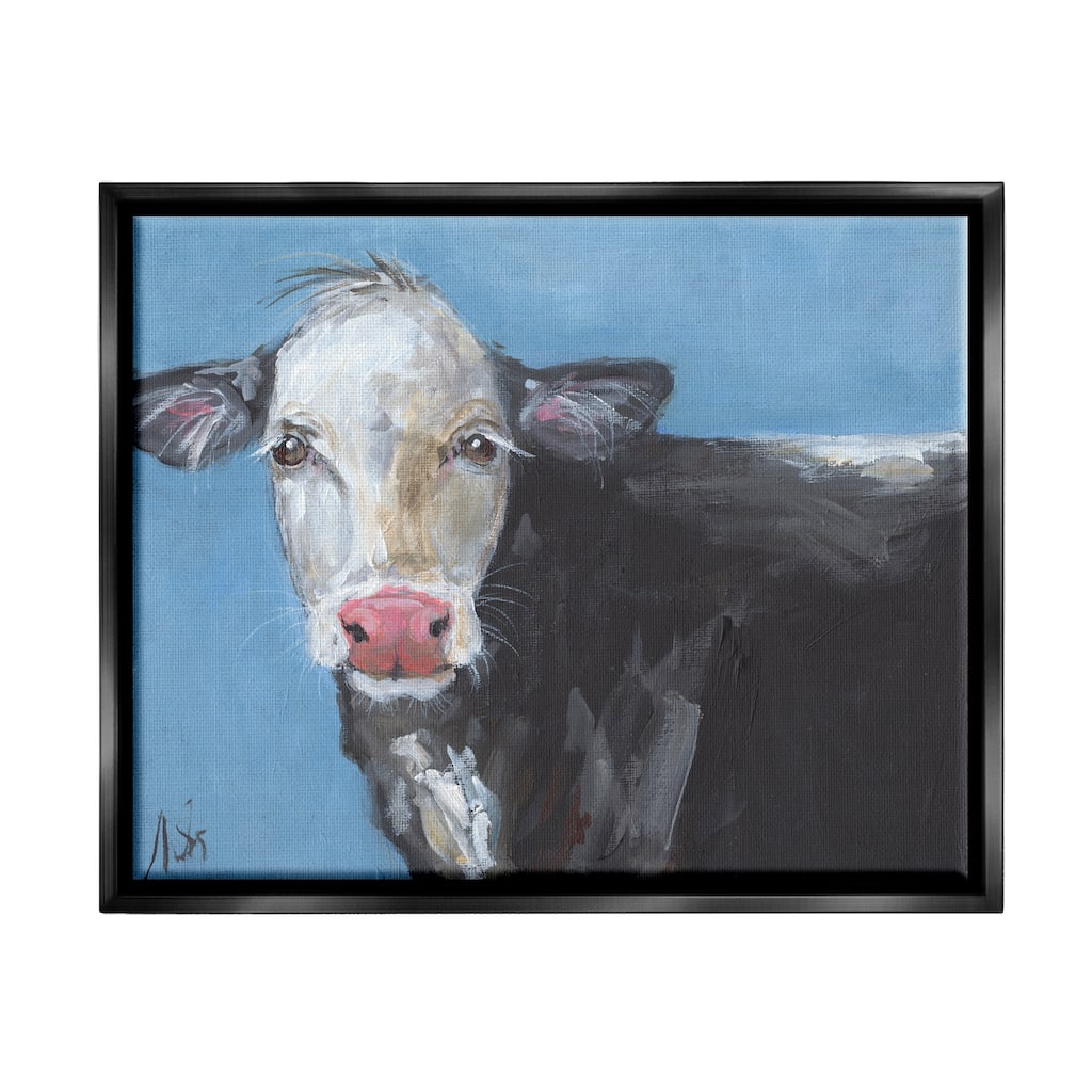 Stupell Farmhouse Dairy Cow Blue Painting Framed Floater Canvas Wall Art by Molly Susan Strong