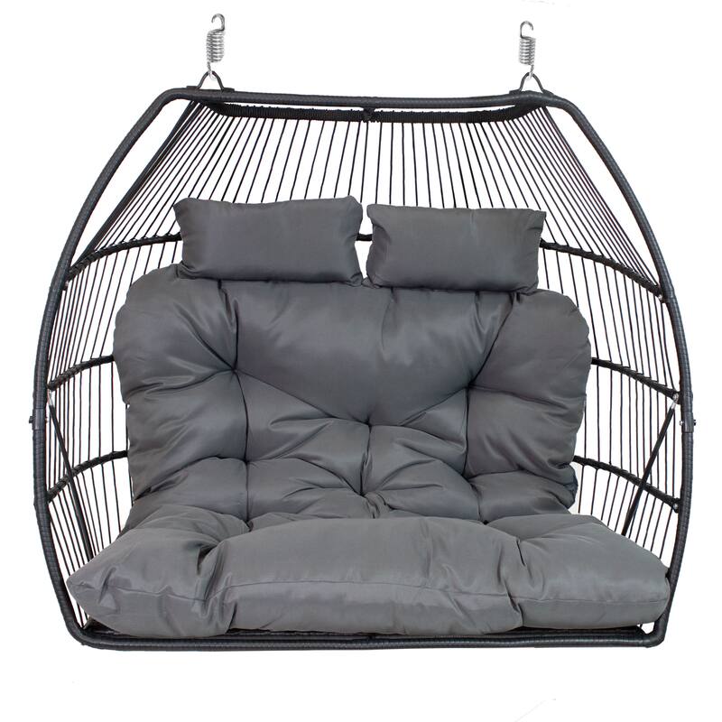 Andrei Double Hanging Egg Chair with Cushion - Dark Gray