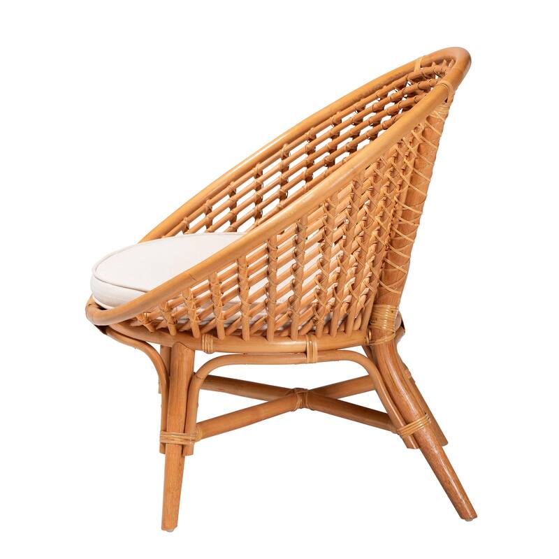 Aerin Modern Bohemian Natural Rattan Accent Chair
