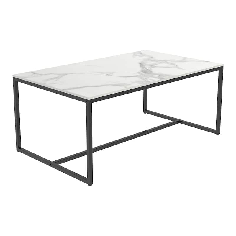 Sintered Stone Top Rectangle Coffee Table - 23.6" D x 39.4" W x 16.5" H