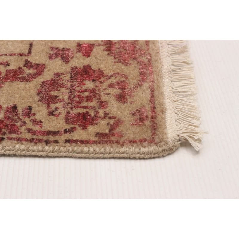 ECARPETGALLERY Hand-knotted Heritage Tan Silk, Wool Rug - 2'7 x 9'9