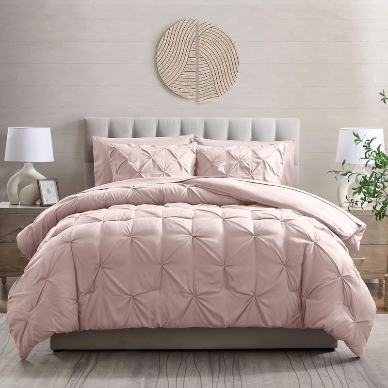 Empyrean Pinch Pleat Bed in a Bag - Twin XL - Peach Beige