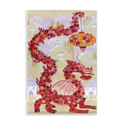 Stupell Dragon & Lantern Mythology Wall Plaque Art Design By Kay Widdowson
