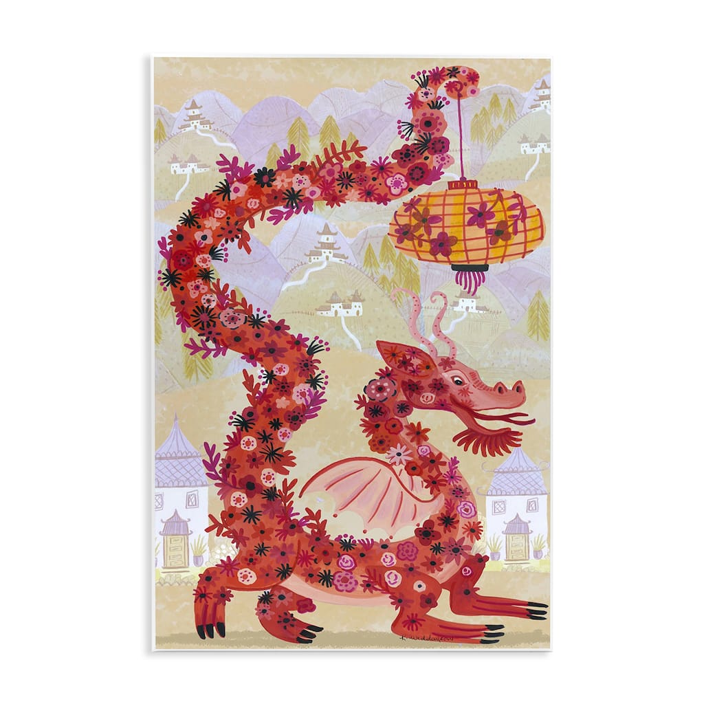 Stupell Dragon & Lantern Mythology Wall Plaque Art Design By Kay Widdowson
