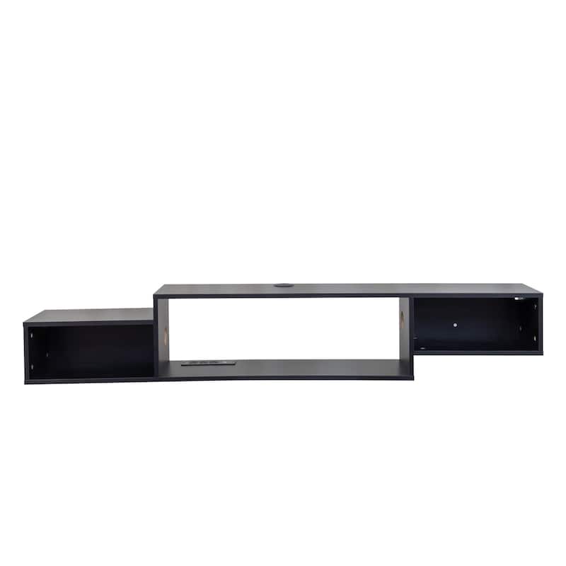 Wall Mounted Floating TV Stand with Charging Station