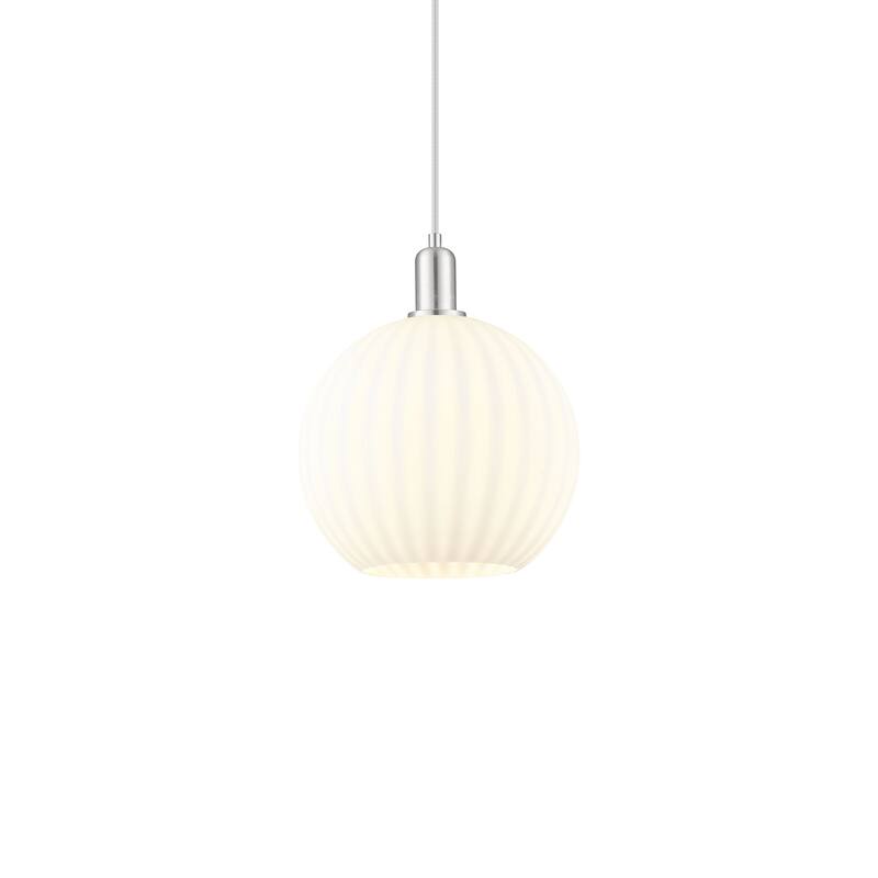 Innovations Lighting 716-1P-15-12 White Venetian Pendant White - Brushed Satin Nickel / White Venetian