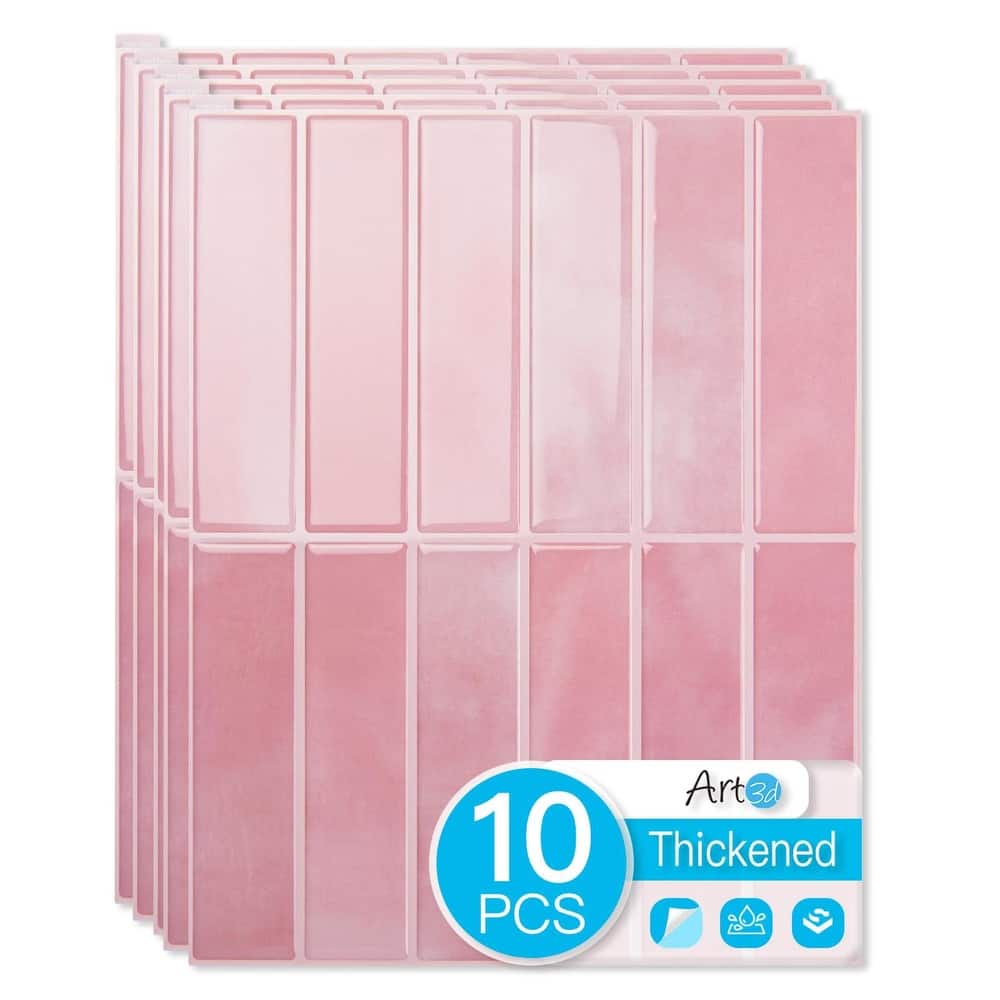 Art3d 10 Pieces Self-adhesive Thickened Backsplash Subway Tiles Marble Design - 9inch x 11.4inch