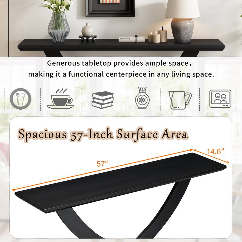 Mirod 57" Modern Rustic Console Table with Cross-Leg Design, Sturdy Construction and Ample Surface Space