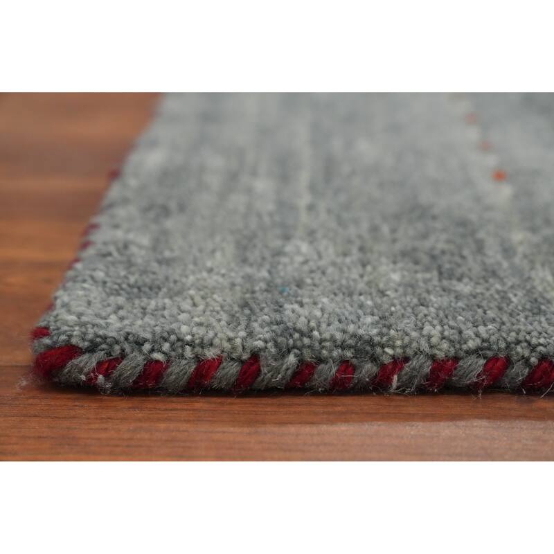Hand Knotted Oriental 100% Wool Carpet Tribal Animal Pictorial Greys & Charcoal Gabbeh Area Rug - 8' 8'' X 5' 10''