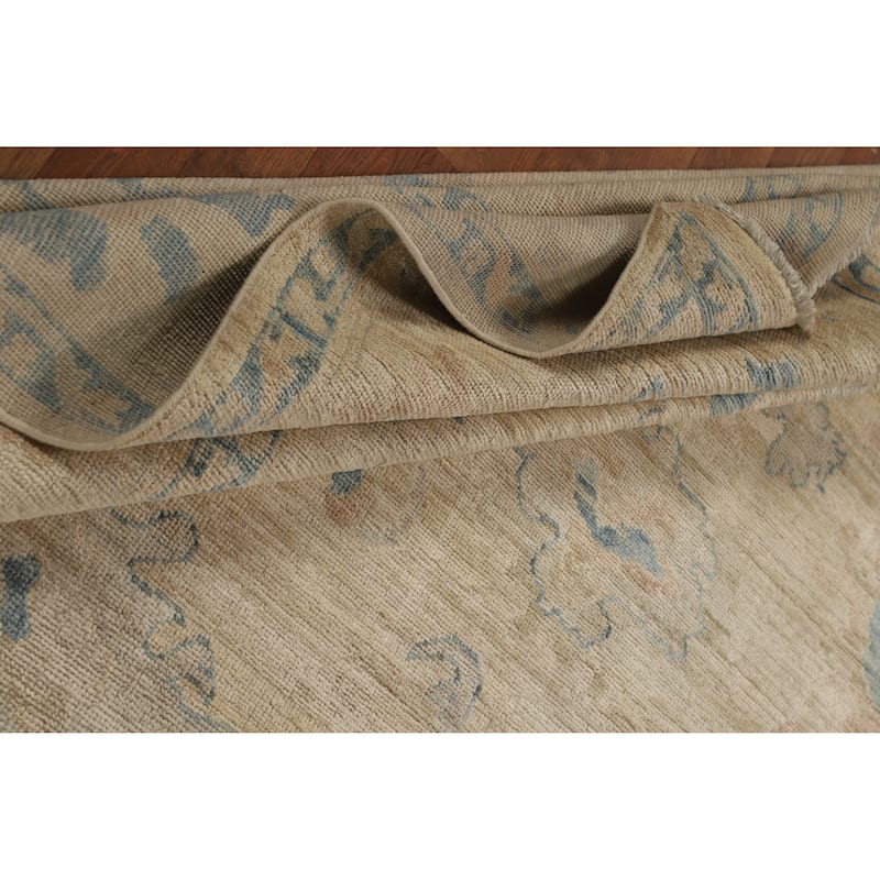 Yellow Floral Oushak Turkish Area Rug Hand-Knotted Wool Carpet - 7'11"x 10'0"