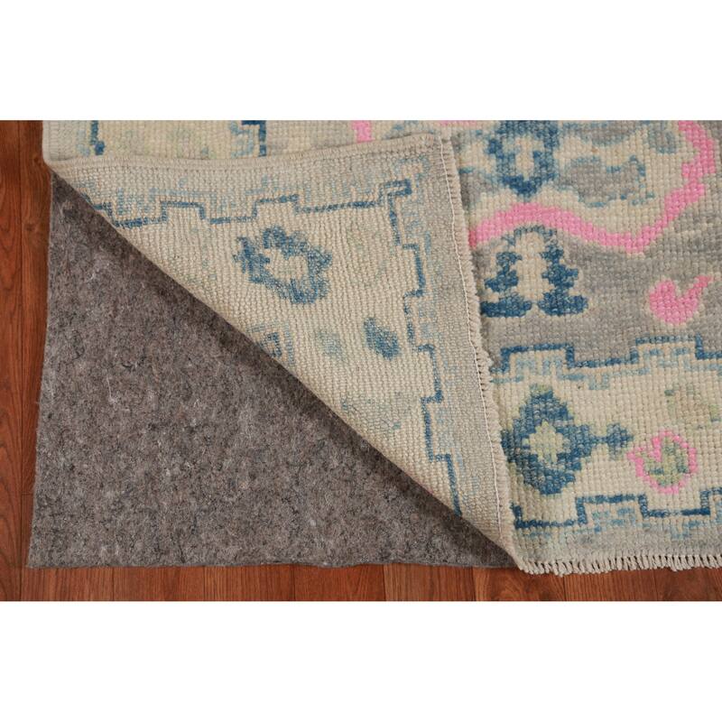 Hand Knotted Oriental 100% Wool Carpet Transitional Geometric Greys & Charcoal Oushak Runner Rug - 10' 0'' X 3' 3''