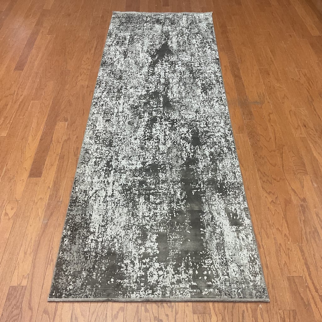 HERAT ORIENTAL Turkish Modern Erased Design Wool & Silk Runner - 3'3" x 9'10"