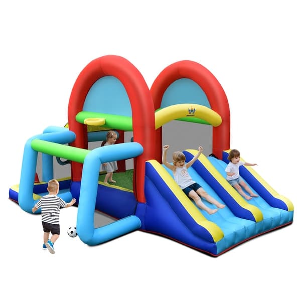 slide 2 of 9, Gymax Kids Inflatable Bounce House Bouncer Castle w/ Double Slides Kids