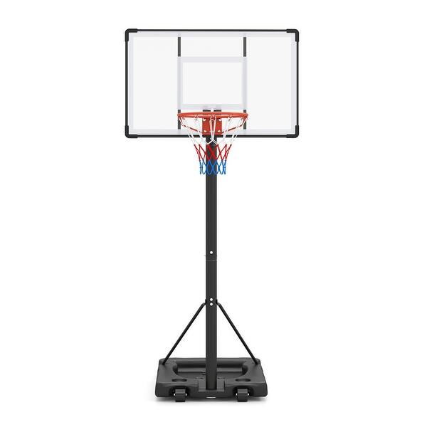 slide 2 of 10, Gymax 10 FT Portable Basketball Hoop w/ Shock Absorbent Rim Fillable Black