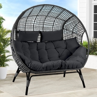 FINCATI Indoor Double Egg Chair 2 Person 680lbs Outdoor Wicker Lounge ...