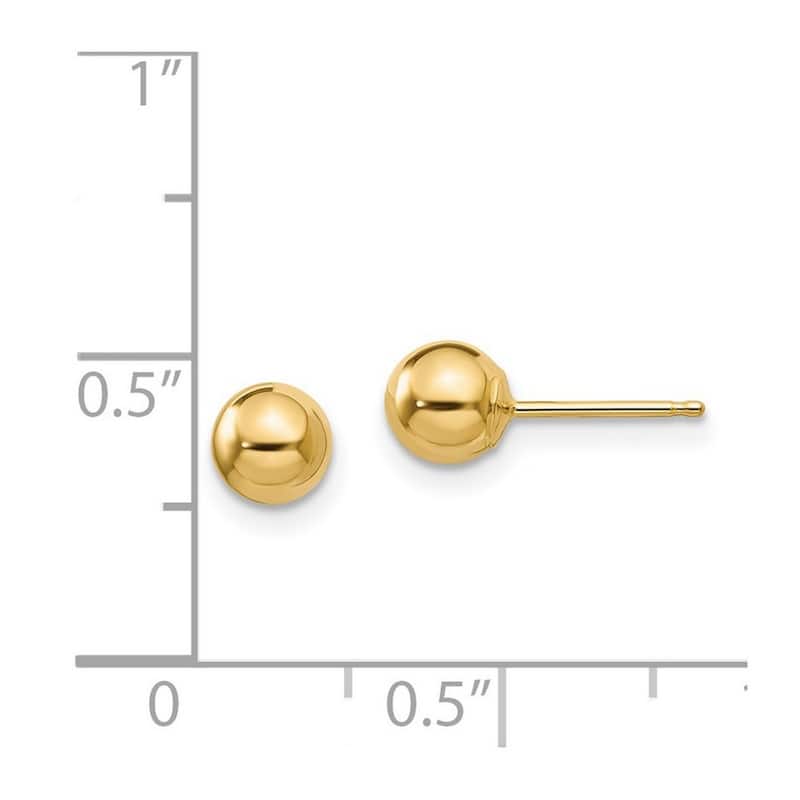 Curata 14k Yellow Gold Girls Polished 5mm Ball Post Earrings