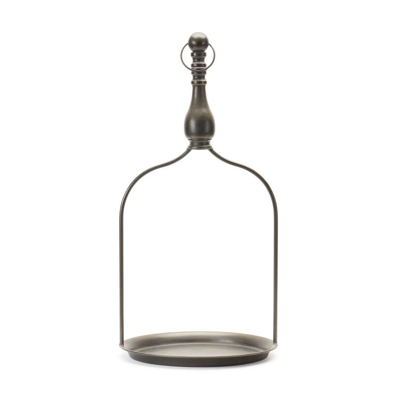 24" Brown Metal Tabletop Dish Candle Holder - One Size