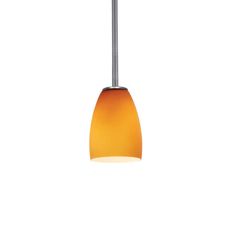 Access Lighting Janine 1 Light Mini Pendant - Brushed Steel / Amber