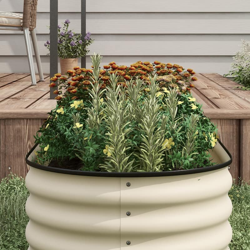 Outsunny 3.4' x 2' x 1.4' Galvanized Raised Garden Bed Kit, Outdoor Metal Elevated Planter Box