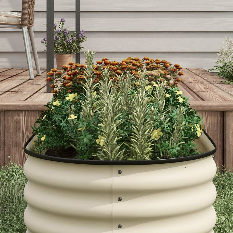 Outsunny 4.9' x 2' x 1.4' Galvanized Raised Garden Bed Kit, Outdoor Metal Elevated Planter Box