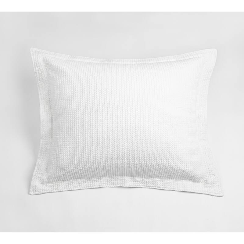 Waffle Matelasse, Cotton, White, Sham - White - Standard