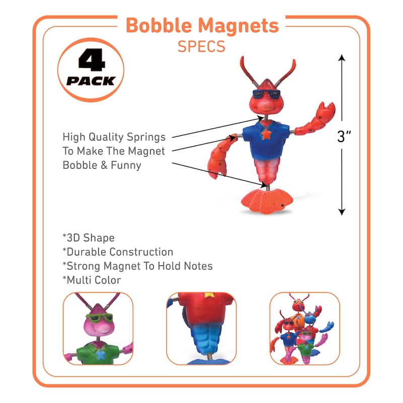 CoTa Global Cool Lobster Refrigerator Bobble Magnets Set of 4
