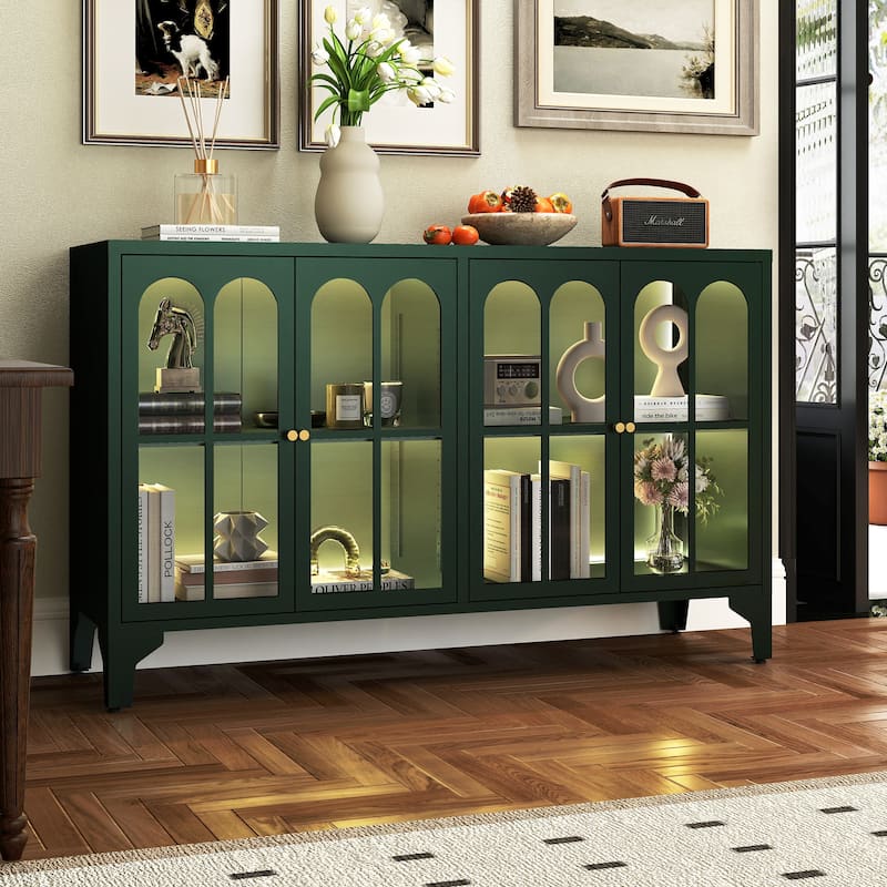53.2"W Metal Sideboard Buffet Cabinet with Glass Doors