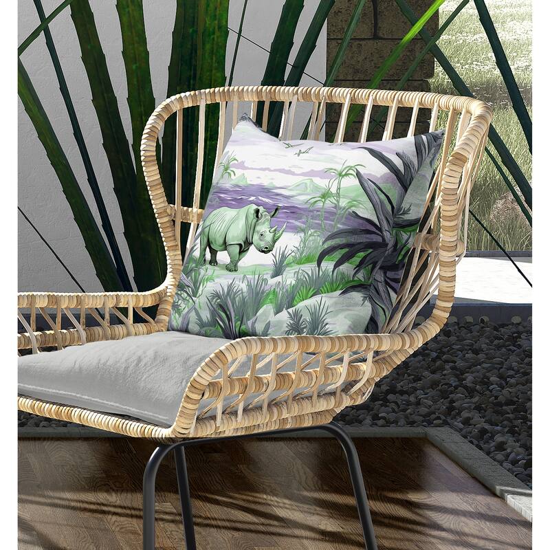 Coastal Rhino Indoor/Outdoor Reversible Throw Pillow Green and Purple