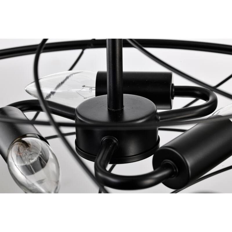 Sagi 17 Inch Matte Black Semi Flush Mount with 3 Light