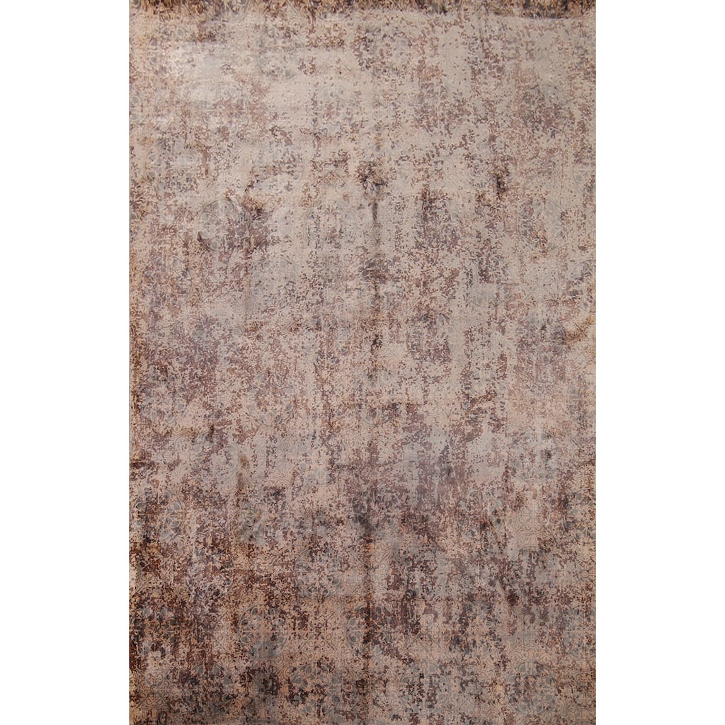 All-Over Abstract Indian Area Rug Hand-Knotted Wool Carpet - 8'3"x 11'9"