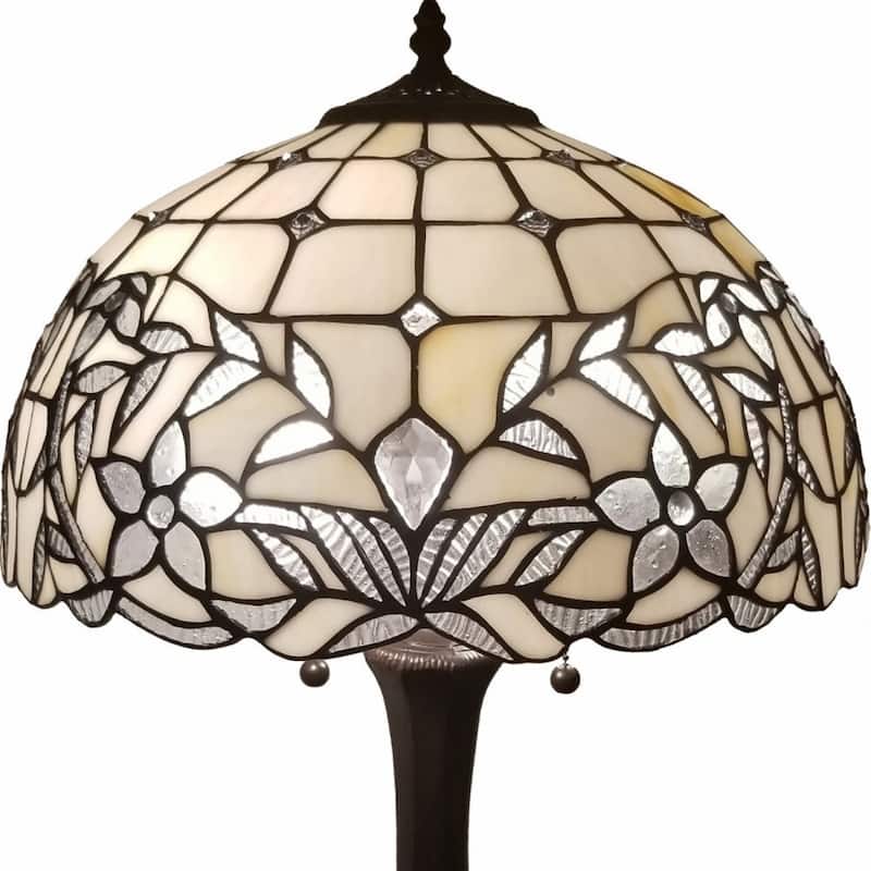23-Inch Dark Brown Metal Table Lamp with White Shade and 2 Lights - 12” x 21” x 23”