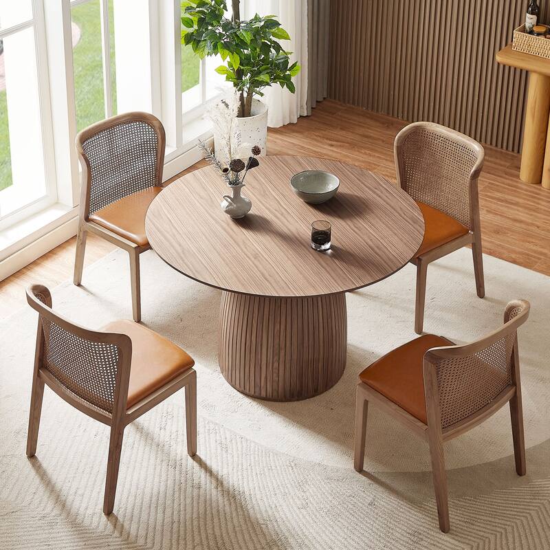 Round Dining Table Modern Wood Kitchen Table 47.24" Circular Tabletop for Leisure Coffee Table