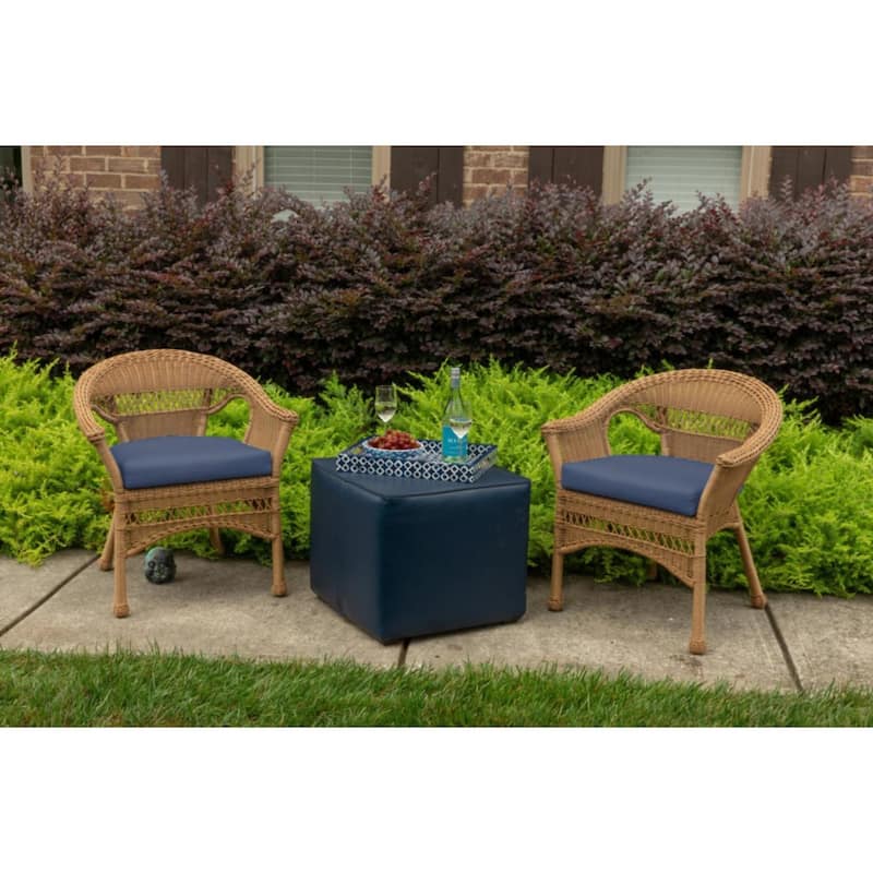Sunbrella Solid Fabric 1-Piece Indoor/Outdoor Wicker Seat Pad, 18"W x 18"L