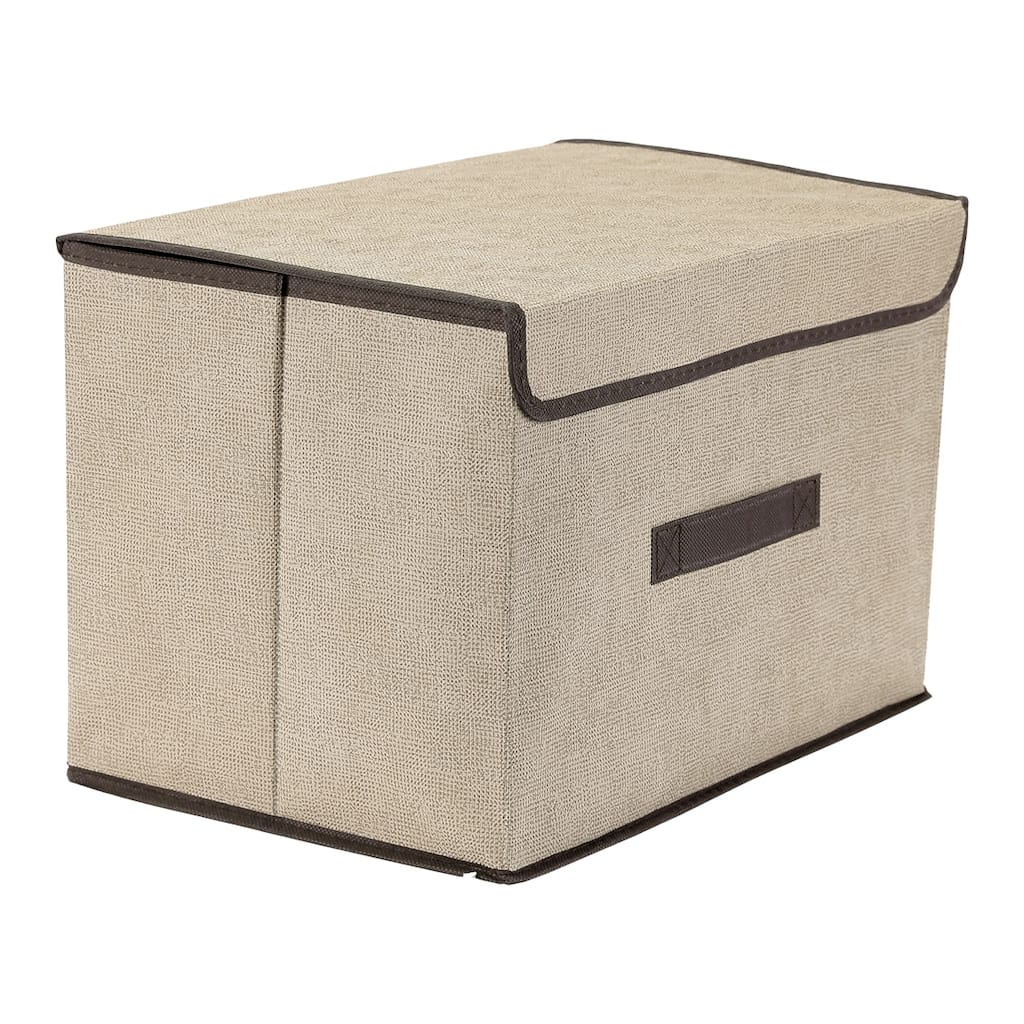 Collapsible Fabric Storage Bin Basket with Lid and Handle, Storage Cube for Shelves Closet Organizing Clothes Books