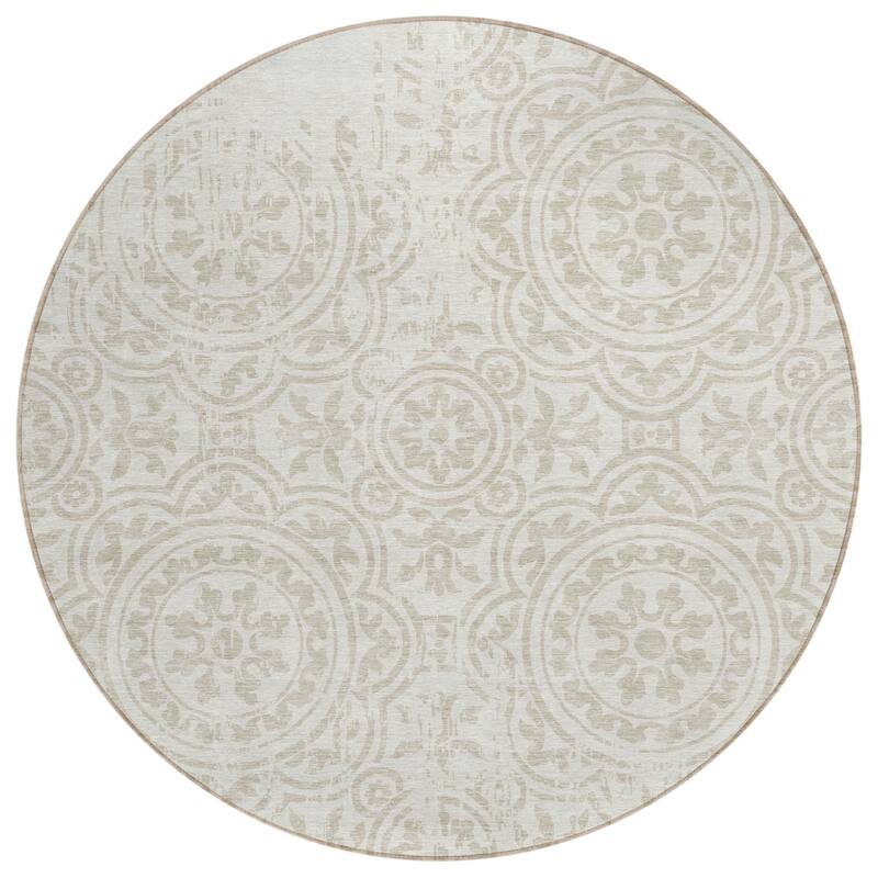 HomeRoots Medallion Transitional Rectangle Outdoor Rug