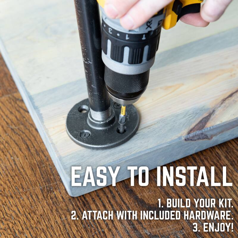 PIPE DECOR Solid Live Edge Wood Console Table with Industrial Pipe Legs