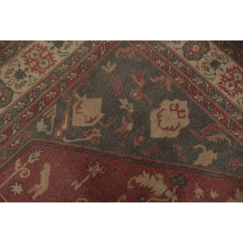 Hand Knotted Oriental 100% Wool Carpet Traditional Floral Pink Ziegler Area Rug - 11' 4'' X 8' 10''