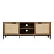 preview thumbnail 3 of 7, Anmytek Farmhouse 58" Wood TV Stand Fits TV's up to 65" Rustic Oak TV Console Media Table with 2 Rattan Doors
