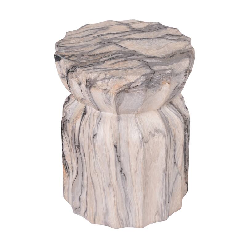 Christopher Knight Home - Modern Outdoor Lightweight Concrete Accent Side Table with Fluted Sculptural Hourglass Design