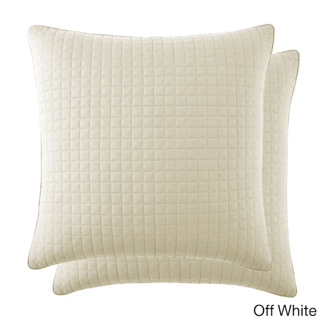 Beautiful Square Stitched Quilted Shams Covers (Set of 2) by Southshore Fine Linens - 20 x 36 - Off White