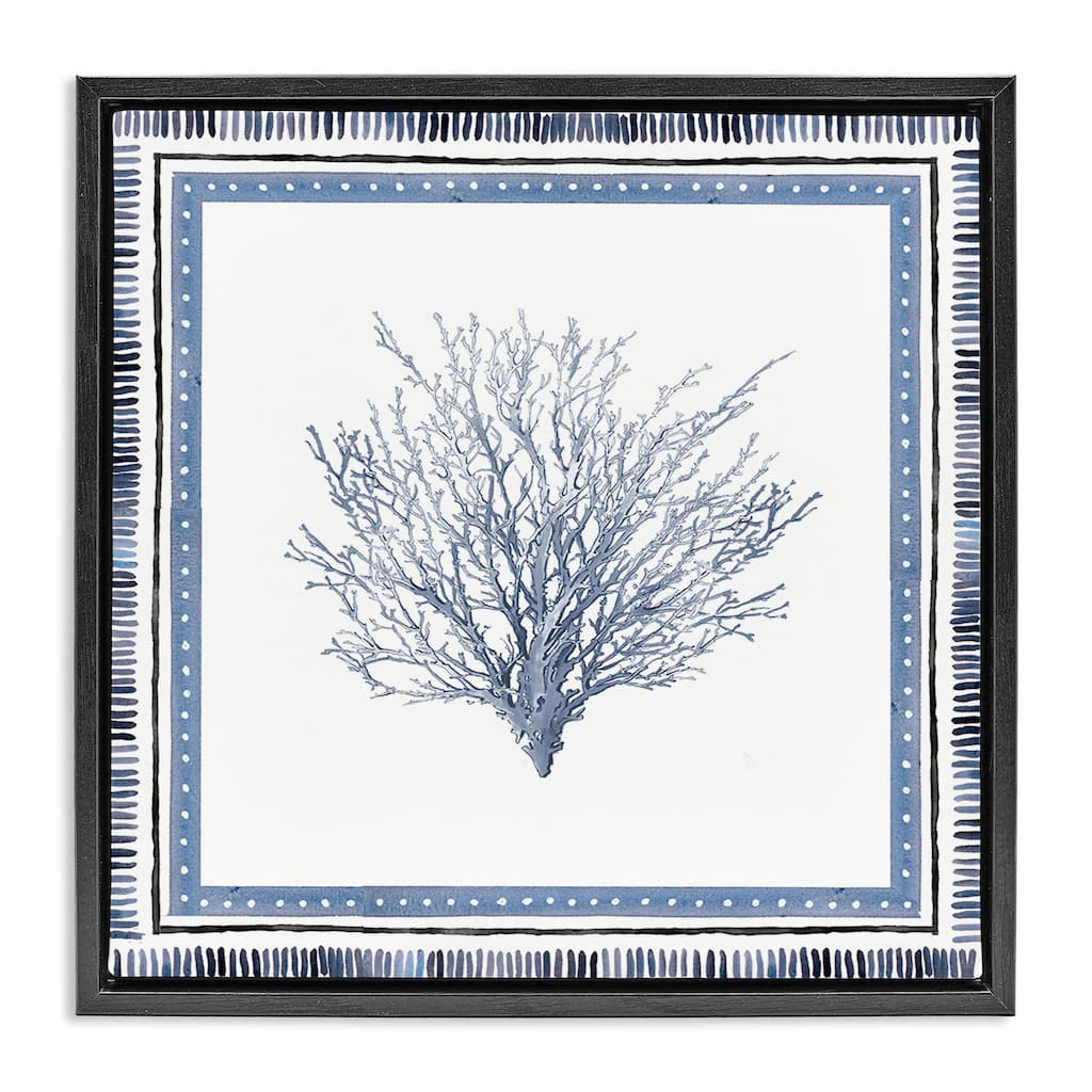 Stupell Bordered Oceanic Coral Framed Floater Canvas Wall Art Design By Lanie Loreth