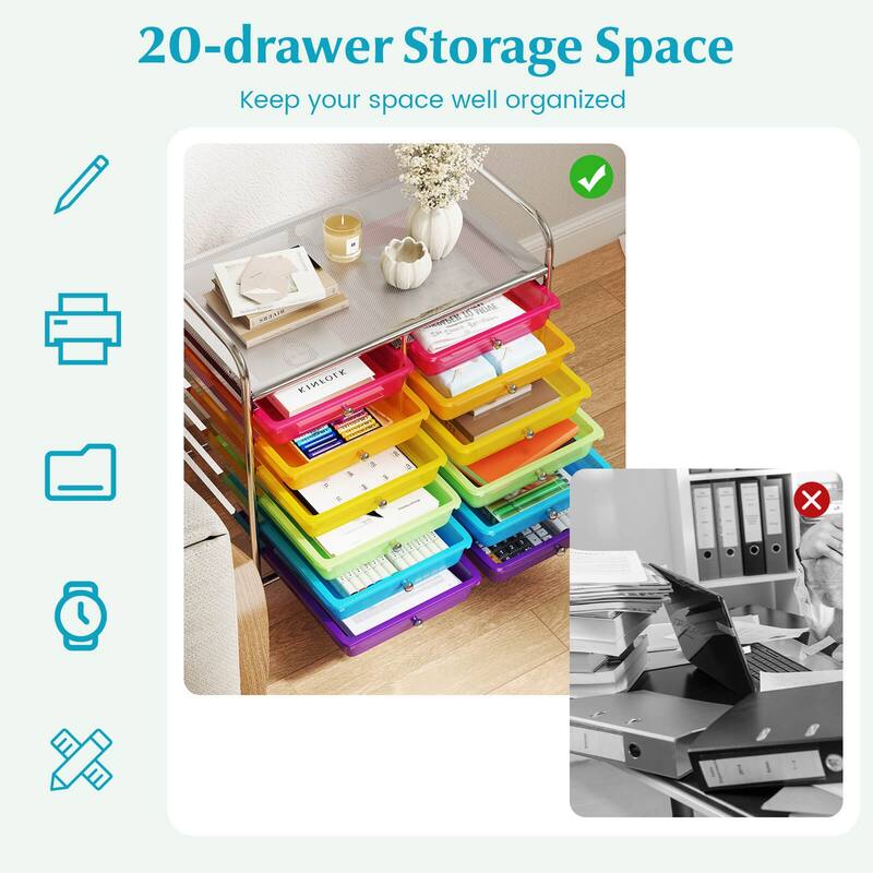 Costway 12 Drawers Rolling Cart Storage Scrapbook Paper Studio - See Details