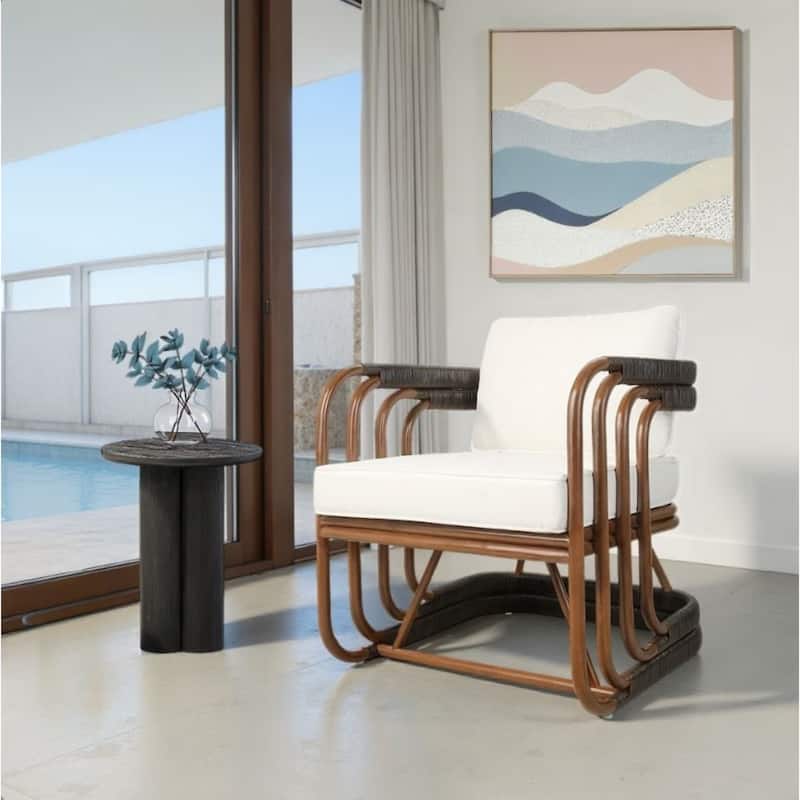 NPD Furniture Kimori Rattan Barrel Armchair - Cane Brown/Espresso Brown