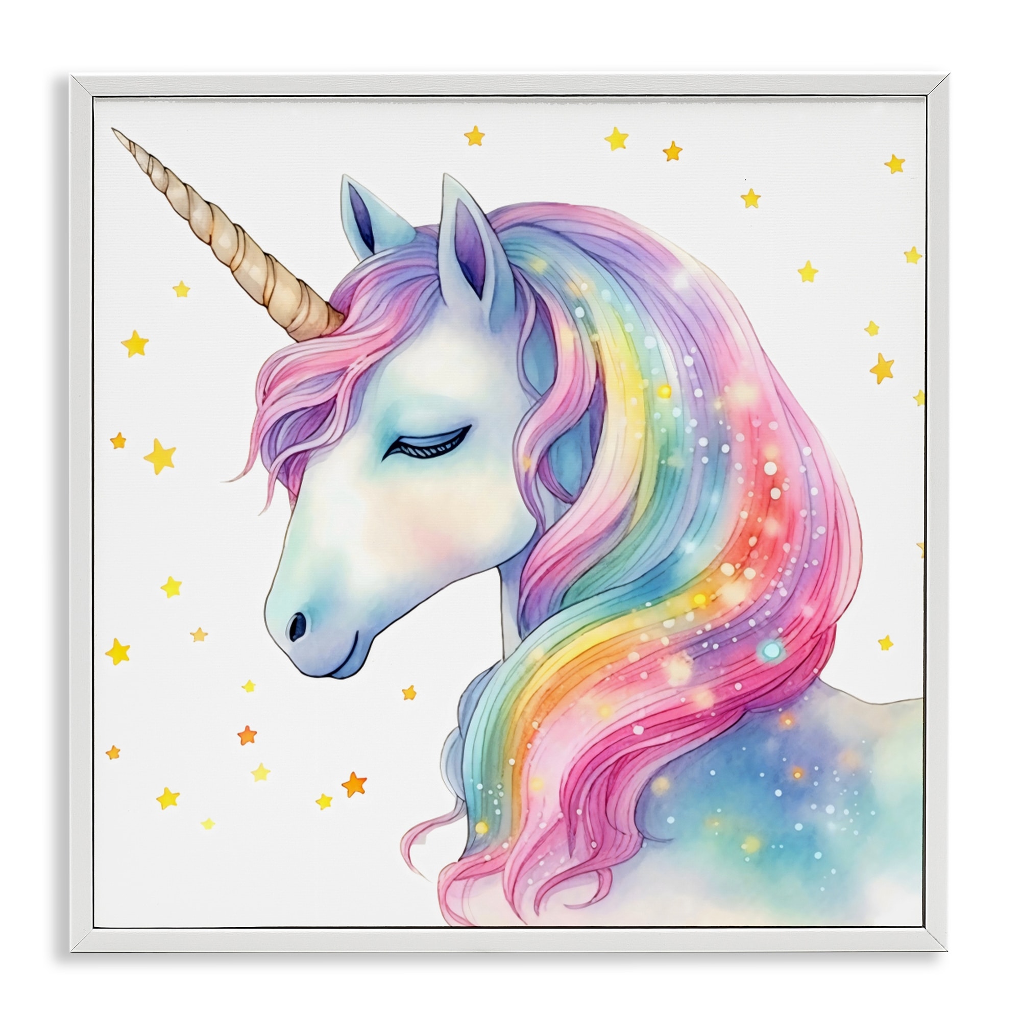 Stupell Enchanted Rainbow Mane Unicorn Framed Giclee Art Design By Creative Studio